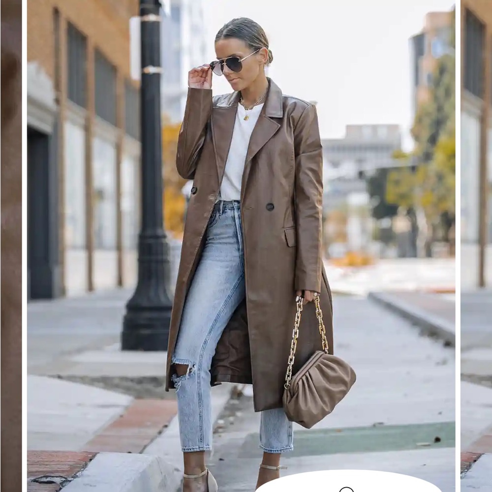 Faux leather trench coat